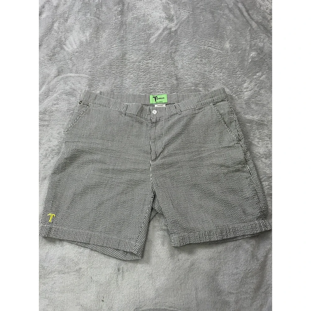 Taparoos Seersucker Shorts Mens 40 Black White Striped Made in USA Preppy Summer